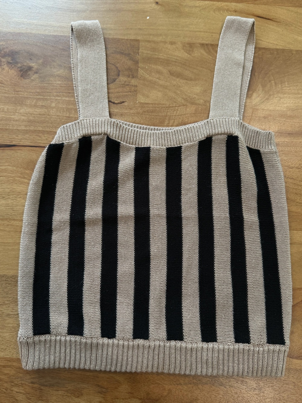 Honey Belle Beige and Black Vertical Stripe Knit Tank